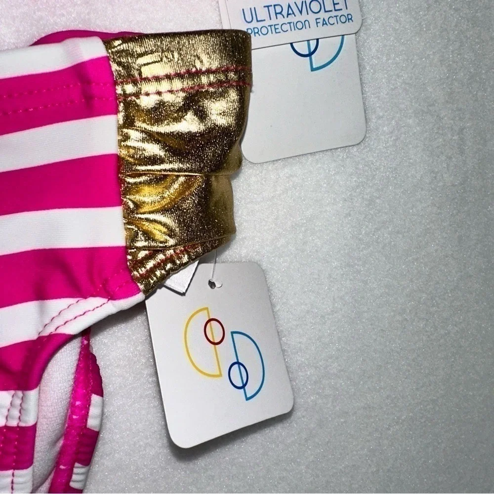 Flapdoodles 2T Girls 2 Piece Swimsuit Pink Gold Sequin‎ Butterfly NWT